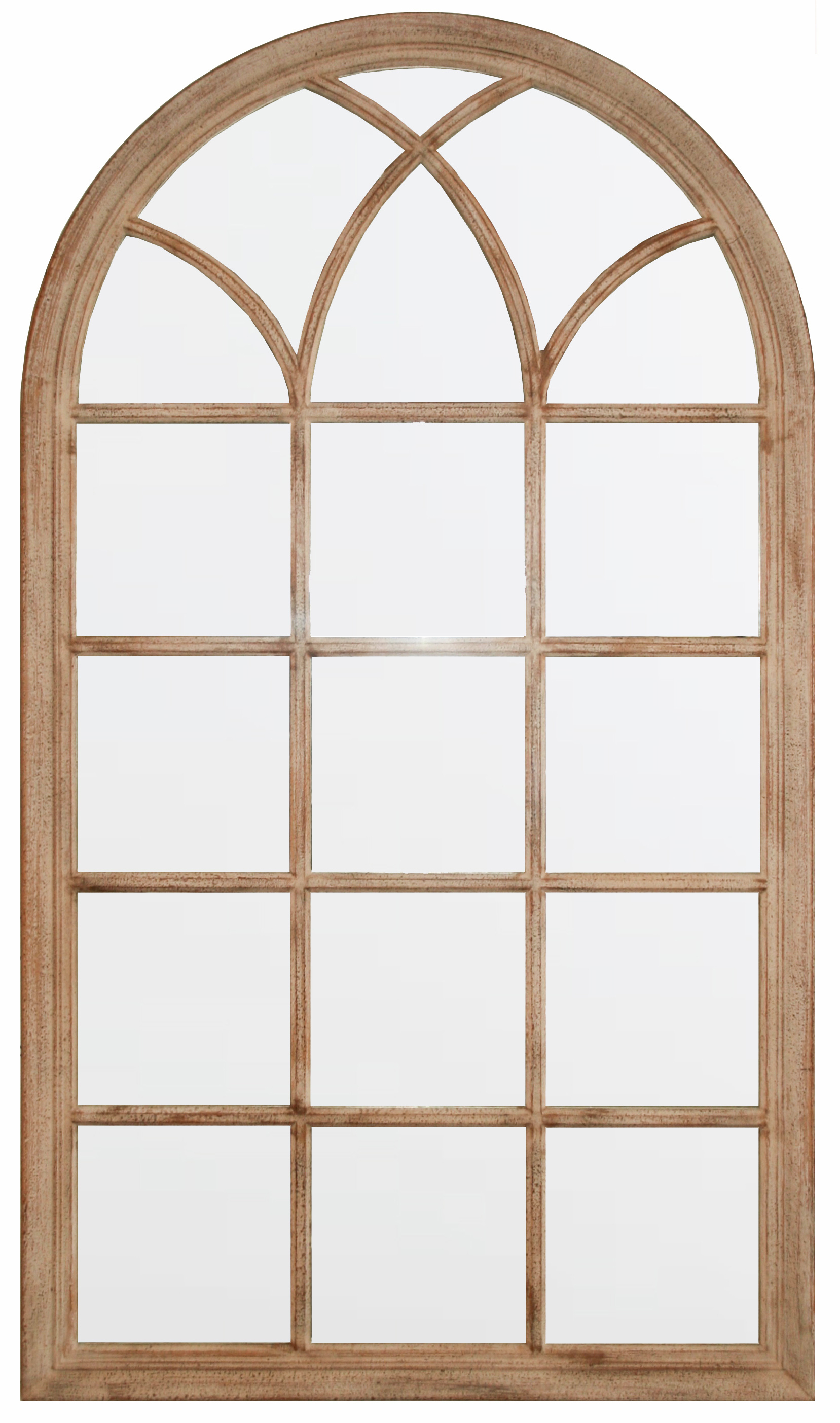 TS070 Wall décor art mirror weathered natural classic arched window shape